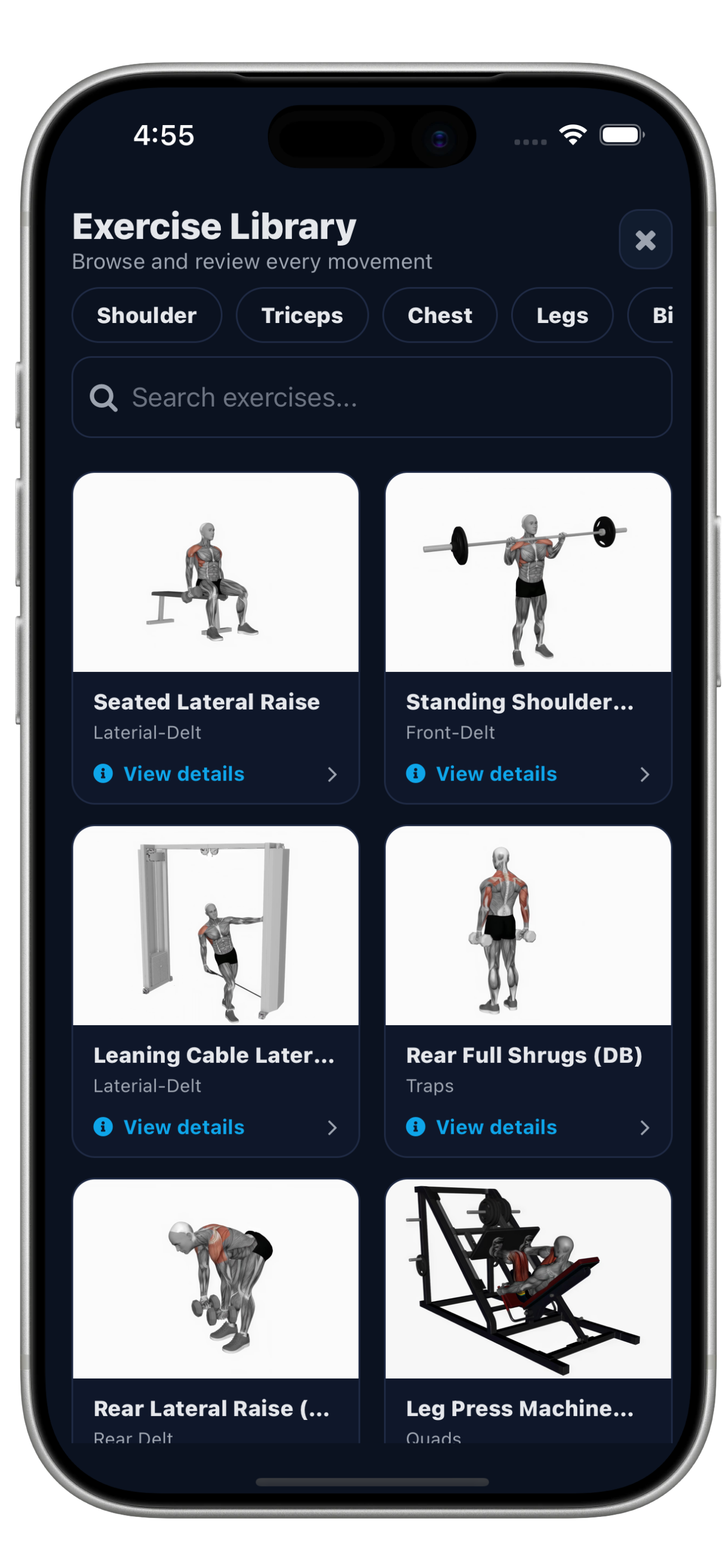Exercise library on iPhone